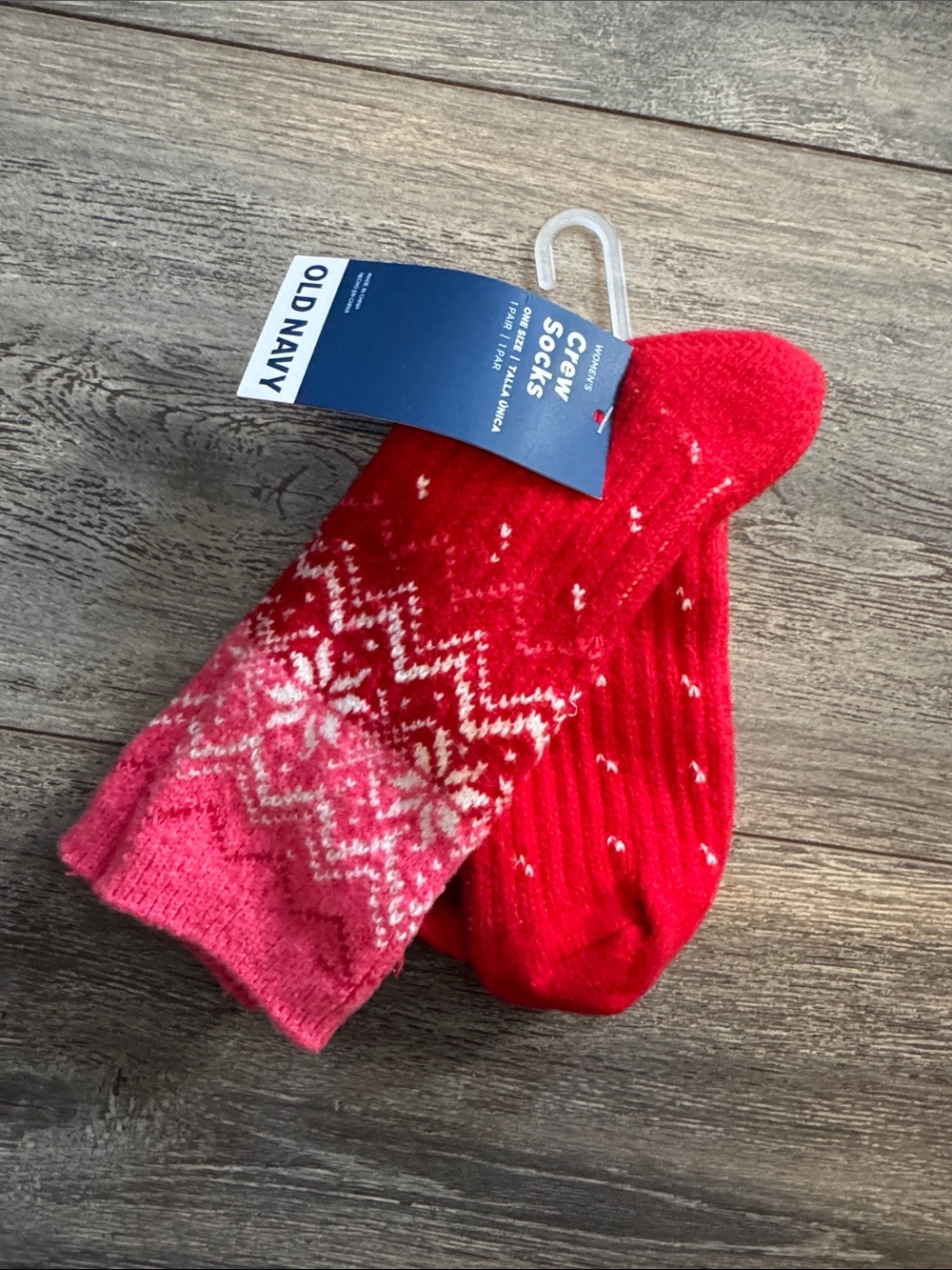Old Navy Red and Pink Fair Isle Crew Socks for Men